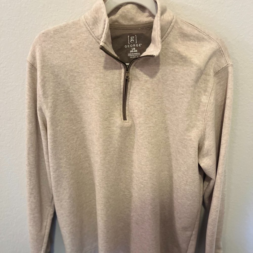 George 1/4 Zip Sweatshirt - Size Large - White/Tan - Good Condition